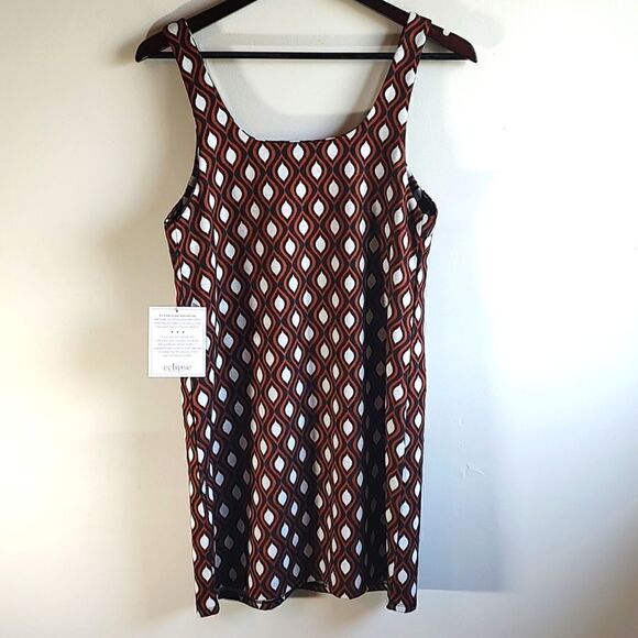New With Tags Eclipse Size Small Sleeveless Retro Print Jumper With Flap Pockets - Picture 10 of 12